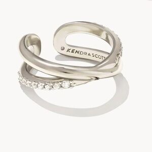 Kendra Scott Annie Silver Infinity Ring In White Crystal 8 New